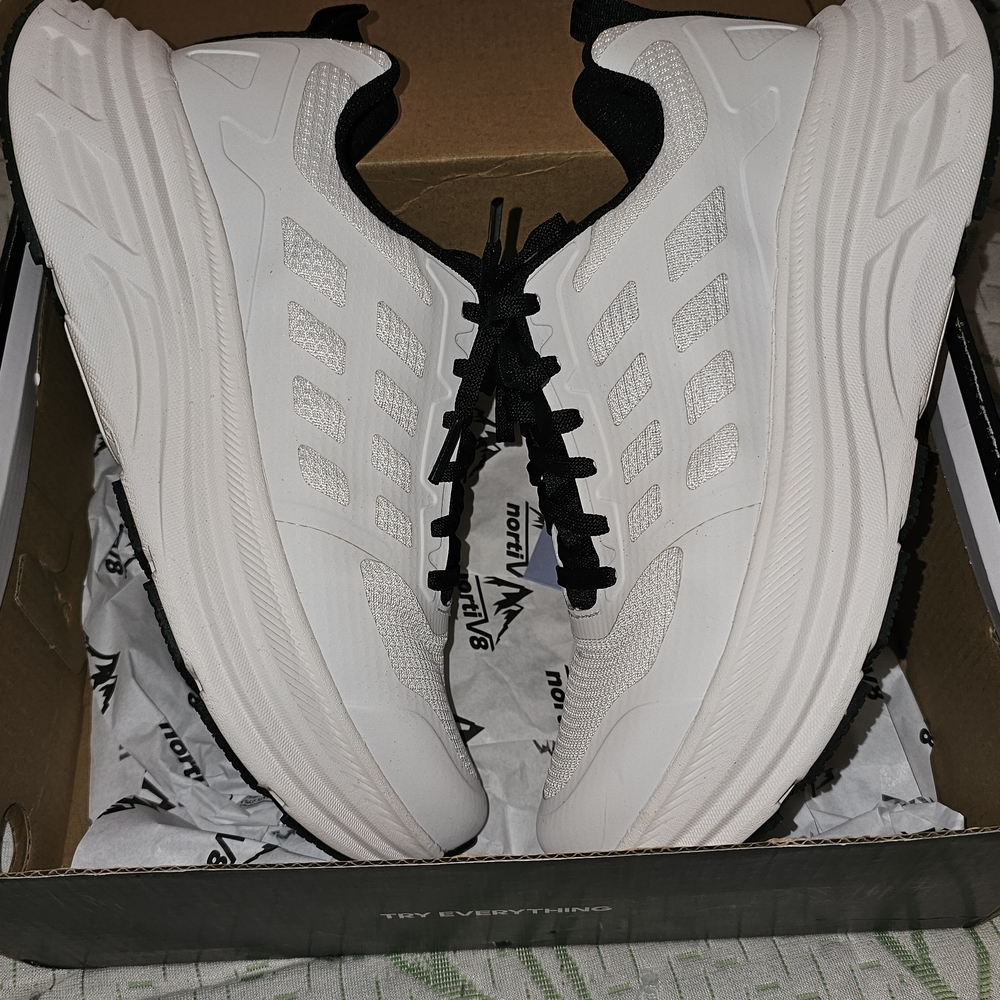 Women's Lightweight White and Black Athletic Sneakers - Picture 4 of 5